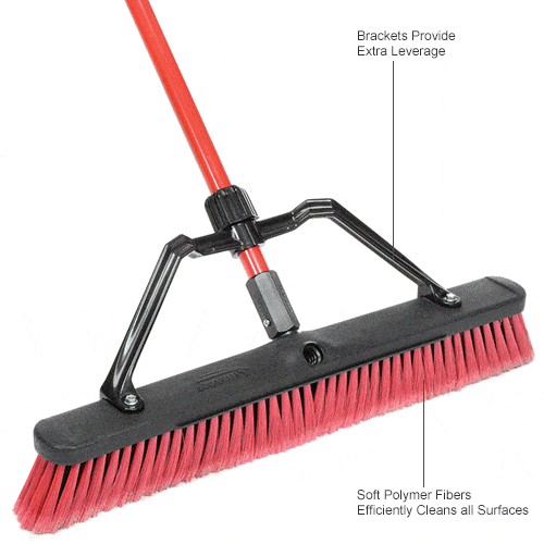 Centerline Dynamics Brooms & Dusters Libman Commercial 24" Multi Sweep - Red Brace Handle 823 - Pkg Qty 3