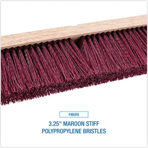 Centerline Dynamics Brush Heads Floor Brush Head, 3.25" Maroon Stiff Polypropylene Bristles, 24" Brush