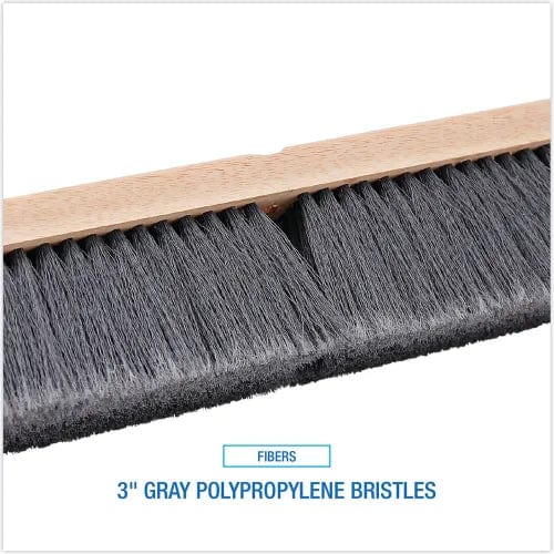 Centerline Dynamics Brush Heads Floor Brush Head, 3" Gray Flagged Polypropylene Bristles, 24" Brush