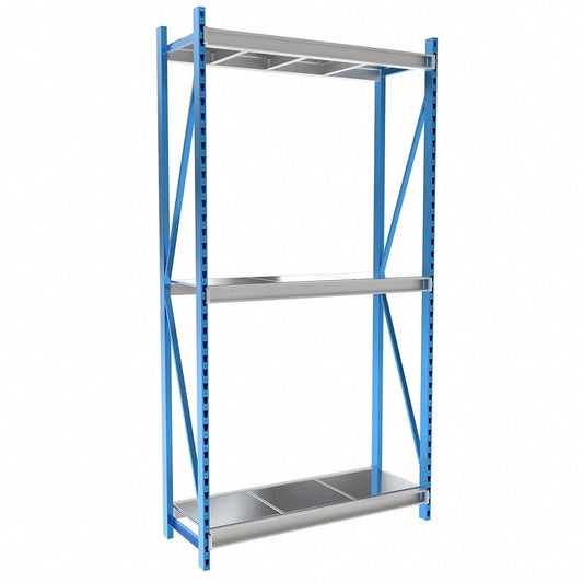 Centerline Dynamics Bulk Rack Hallowell Bulk Rack 60"W x 24"D x 123"H, 3 Level Unit Includes Steel Shelf Deck