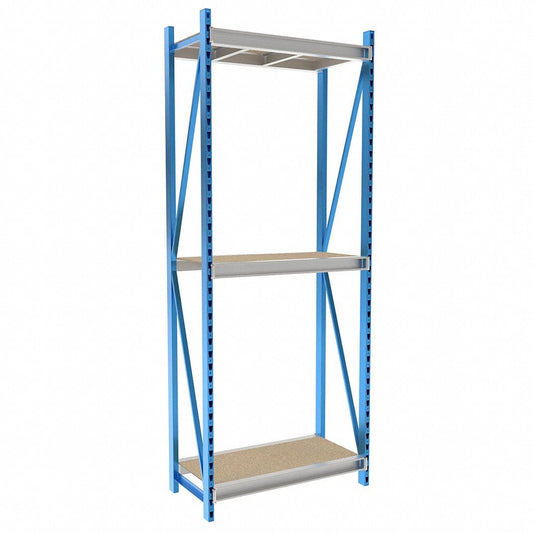 Centerline Dynamics Bulk Rack Starter Hallowell Bulk Rack 48"W x 24"D x 123"H, 3 Level Starter Unit Includes Particle Board Deck