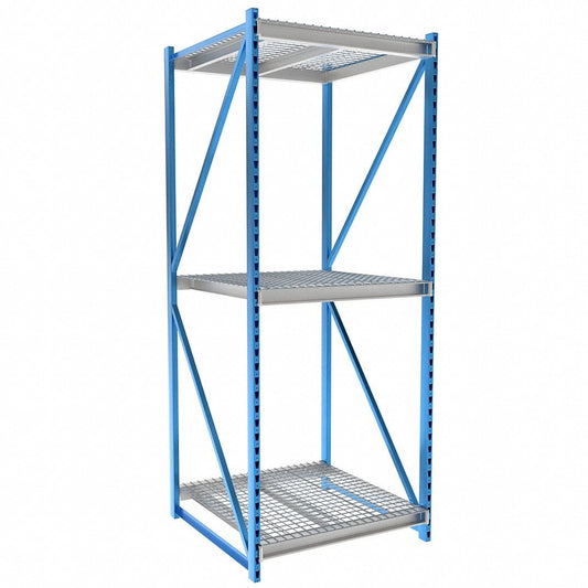 Centerline Dynamics Bulk Rack Starter Hallowell Bulk Rack 48"W x 48"D x 123"H, 3 Level Unit Includes Waterfall Wire Deck