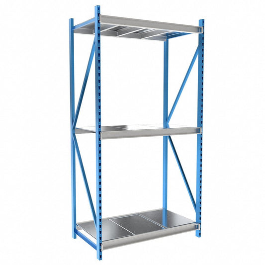 Centerline Dynamics Bulk Rack Starter Hallowell Bulk Rack 60"W x 36"D x 123"H, 3 Level Unit Includes Steel Shelf Deck