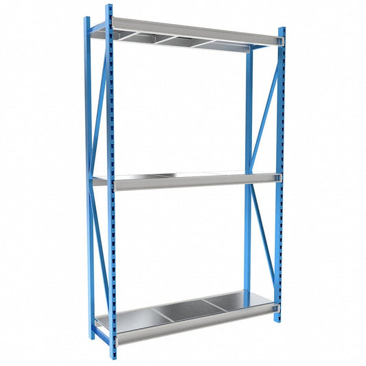 Centerline Dynamics Bulk Rack Starter Hallowell Bulk Rack 72"W x 24"D x 123"H, 3 Level Unit Includes Steel Shelf Deck