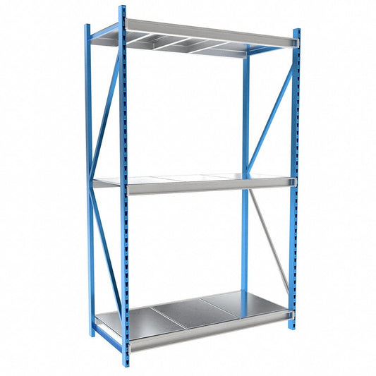 Centerline Dynamics Bulk Rack Starter Hallowell Bulk Rack 72"W x 36"D x 123"H, 3 Level Unit Includes Steel Shelf Deck