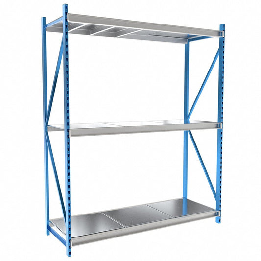 Centerline Dynamics Bulk Rack Starter Hallowell Bulk Rack 96"W x 36"D x 123"H, 3 Level Unit Includes Steel Shelf Deck