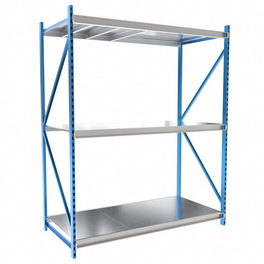 Centerline Dynamics Bulk Rack Starter Hallowell Bulk Rack 96"W x 48"D x 123"H, 3 Level Unit Includes Steel Shelf Deck