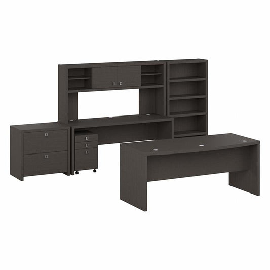 Centerline Dynamics Bush Office Furniture Charcoal Maple Echo 72W Desk and Credenza Set with Storage - Engineered Wood
