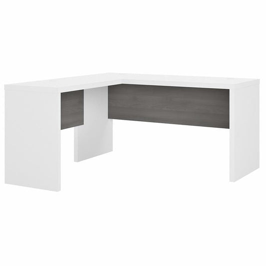 Centerline Dynamics Bush Office Furniture Echo L Shaped Desk in Pure White and Modern Gray - Engineered Wood