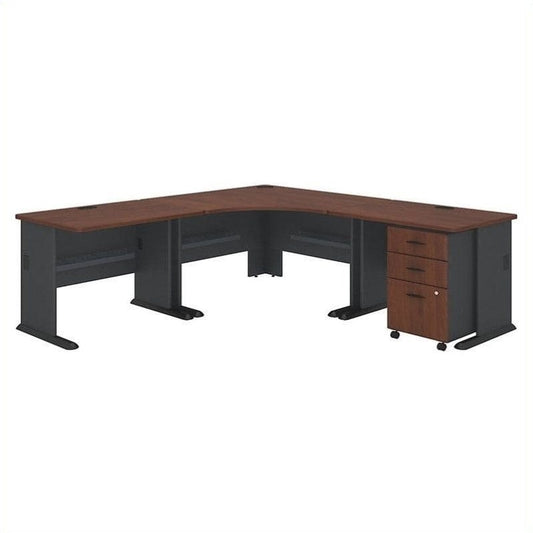 Centerline Dynamics Bush Office Furniture Hansen Cherry/Galaxy Series A 84W x 84D Corner Desk with Mobile File Cabinet