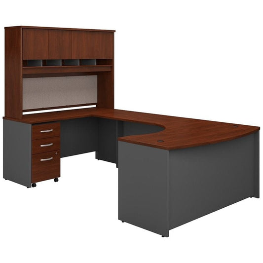 Centerline Dynamics Bush Office Furniture Hansen Cherry/Gray Series C 60W LH Bow Front U Desk with Storage - Engineered Wood