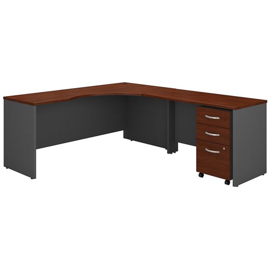 Centerline Dynamics Bush Office Furniture Hansen Cherry/Gray Series C 72"W RH Corner Desk with Return and Mobile Cabinet