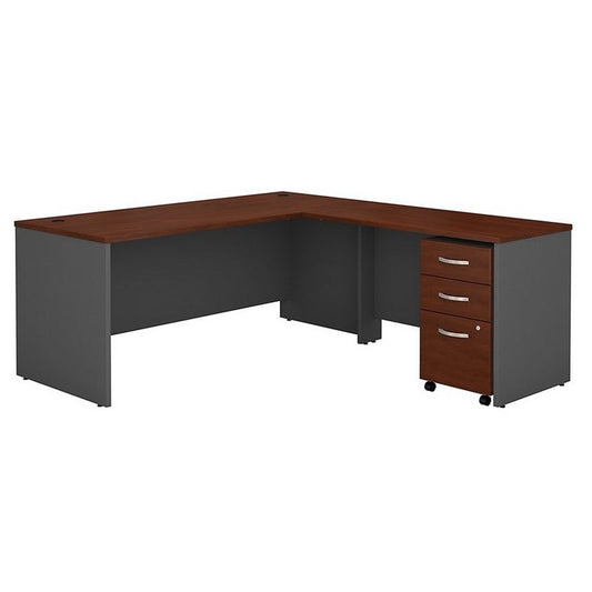 Centerline Dynamics Bush Office Furniture Hansen Cherry/Gray Series C 72W L Shaped Desk with File Cabinet in Hansen Cherry - Engineered Wood