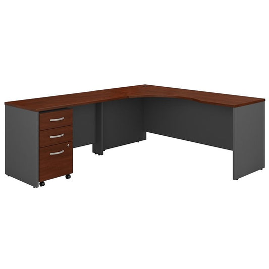 Centerline Dynamics Bush Office Furniture Hansen Cherry/Gray Series C 72W Left Hand Corner Desk with Return and Mobile File