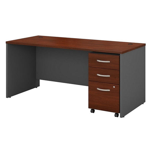 Centerline Dynamics Bush Office Furniture Hansen Cherry Series C 66W x 30D Office Desk with Drawers - Engineered Wood