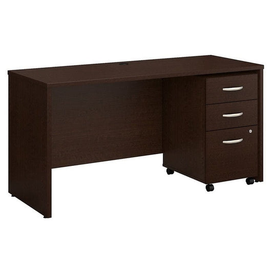 Centerline Dynamics Bush Office Furniture Mocha Cherry Series C 60W x 24D Office Desk with Drawers - Engineered Wood