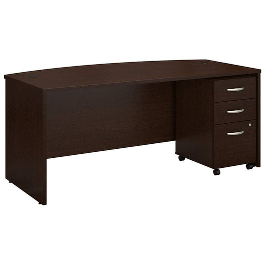Centerline Dynamics Bush Office Furniture Mocha Cherry Series C 72"W Bow Front Desk with Mobile File - Engineered Wood