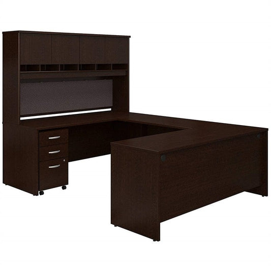 Centerline Dynamics Bush Office Furniture Mocha Cherry Series C 72"W U-Shaped Desk with Hutch and Storage