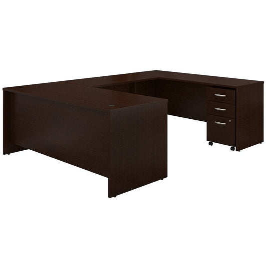 Centerline Dynamics Bush Office Furniture Mocha Cherry Series C 72"W U-Shaped Desk with Mobile File Cabinet