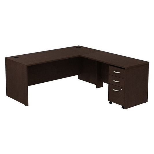 Centerline Dynamics Bush Office Furniture Mocha Cherry Series C 72W L Shaped Desk with File Cabinet in Hansen Cherry - Engineered Wood