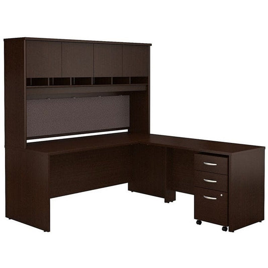 Centerline Dynamics Bush Office Furniture Mocha Cherry Series C 72W L Shaped Desk with Storage in Hansen Cherry - Engineered Wood