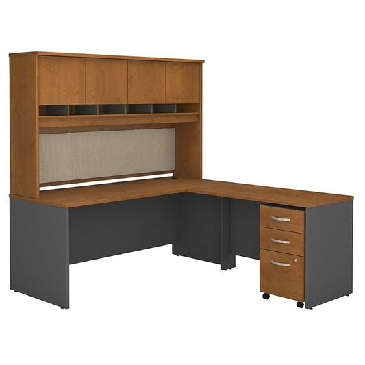 Centerline Dynamics Bush Office Furniture Natural Cherry Series C 72W L Shaped Desk with Storage in Hansen Cherry - Engineered Wood