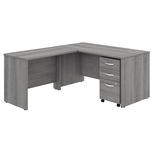 Centerline Dynamics Bush Office Furniture Platinum Gray Studio C 60W L Shaped Desk with Drawers - Engineered Wood