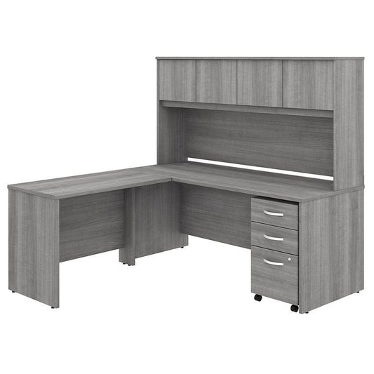 Centerline Dynamics Bush Office Furniture Platinum Gray Studio C 72W L Desk with Hutch and Drawers - Engineered Wood