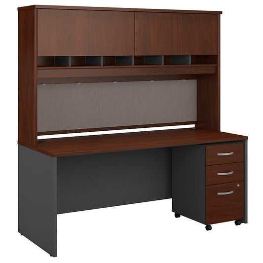 Centerline Dynamics Bush Office Furniture Series C 72W x 30D Desk with Hutch and Mobile File Cabinet