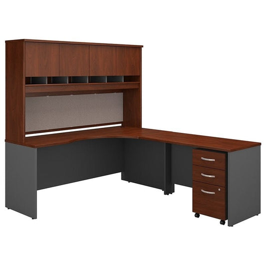Centerline Dynamics Bush Office Furniture Series C Right Hand Corner Desk with Hutch and Mobile File