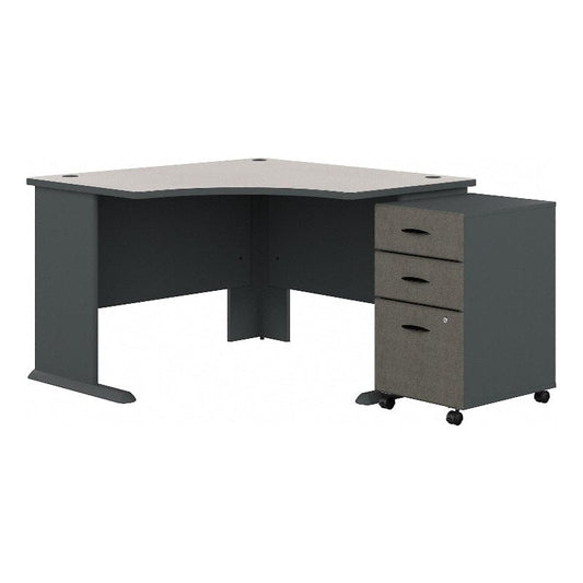 Centerline Dynamics Bush Office Furniture Slate/White Spectrum Series A 48" Corner Computer Desk - Engineered Wood