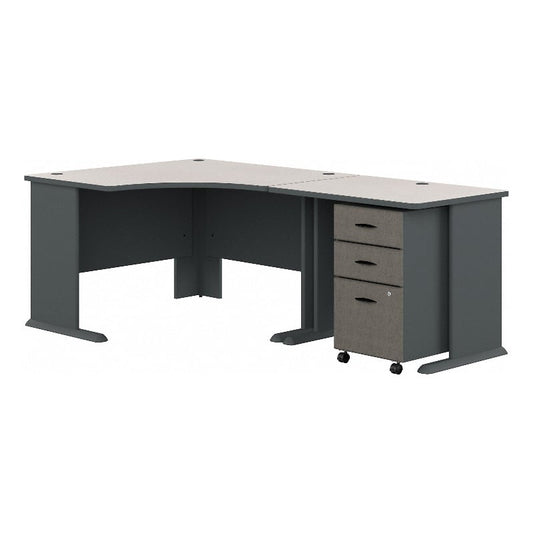 Centerline Dynamics Bush Office Furniture Slate/White Spectrum Series A 48W Corner Desk with 36W Return & Mobile File