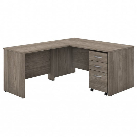 Centerline Dynamics Bush Office Furniture Studio C 60W L Shaped Desk with Drawers in Modern Hickory - Engineered Wood