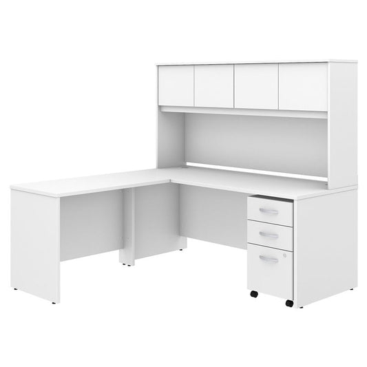 Centerline Dynamics Bush Office Furniture White Studio C 72W L Desk with Hutch and Drawers - Engineered Wood