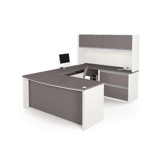 Centerline Dynamics Bush Office Furniture With Hutch Bestar Connexion U-Shape Home Office Set with 1 Oversized Pedestal