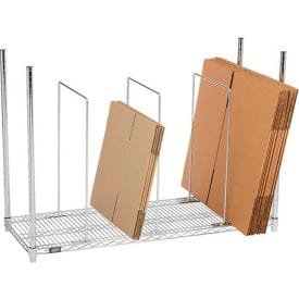 Centerline Dynamics Carton Rack Single Level Carton Stand w/ 3 Dividers, 48"L x 18"W x 38-1/2"H, Chrome