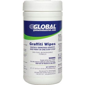 Centerline Dynamics Cleaning & Disinfecting Wipes Global Industrial™ Graffiti Wipes, 40 Wipes/Canister, 6 Canisters/Case