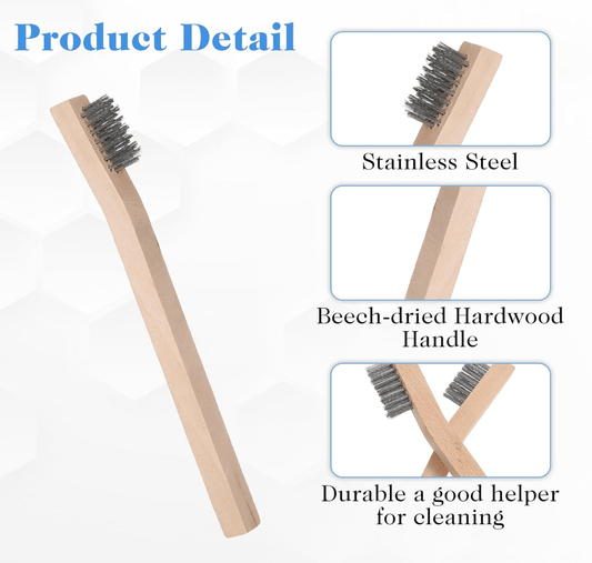 Centerline Dynamics Cleaning Tool Accessories 20 Pack Stainless Steel Wire Scratch Brush Set, Wire Brush with Wood Handle Pack 20