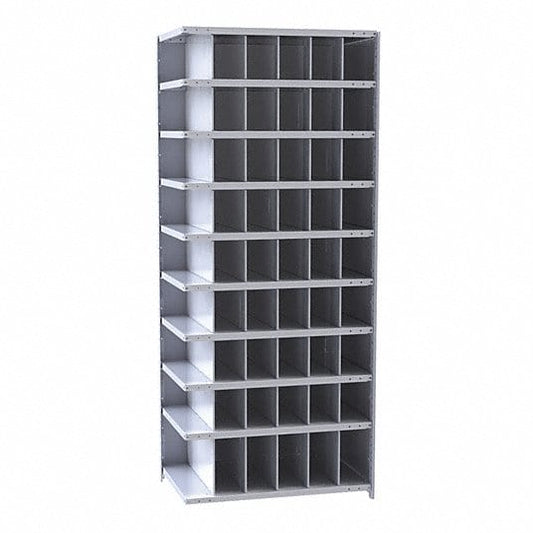 Centerline Dynamics Closed Metal Bin Shelving Adder Hallowell Hi-Tech Metal Bin Shelving 36"W x 12"D x 87"H 725 Dark Gray (48) 6"W x 9"H, (6) 6"W x 12"H Bins