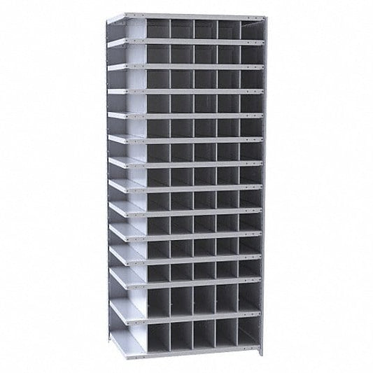 Centerline Dynamics Closed Metal Bin Shelving Adder Hallowell Hi-Tech Metal Bin Shelving 36"W x 12"D x 87"H 725 Dark Gray (66) 6"W x 6"H, (12) 6"W x 9"H Bins