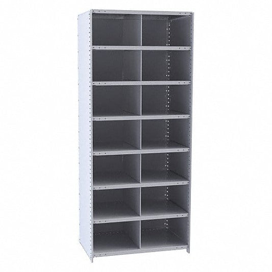 Centerline Dynamics Closed Metal Bin Shelving Starter Hallowell Hi-Tech Metal Bin Shelving 36"W x 12"D x 87"H 725 Dark Gray (14) 18"W x 12"H Bins