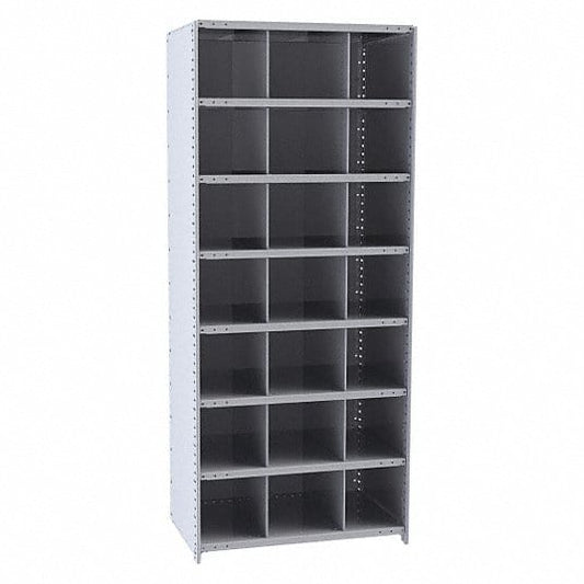 Centerline Dynamics Closed Metal Bin Shelving Starter Hallowell Hi-Tech Metal Bin Shelving 36"W x 12"D x 87"H 725 Dark Gray (21) 12"W x 12"H Bins