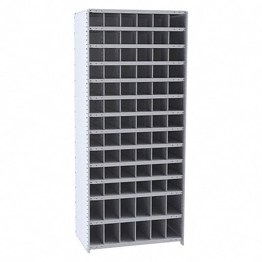 Centerline Dynamics Closed Metal Bin Shelving Starter Hallowell Hi-Tech Metal Bin Shelving 36"W x 12"D x 87"H 725 Dark Gray (66) 6"W x 6"H, (12) 6"W x 9"H Bins