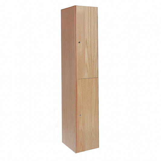 Centerline Dynamics Club Lockers Hallowell All-Wood Club Locker, 12"W x 18"D x 72"H, Natural Red Oak with Clear Finish, Double Tier, 1-Wide