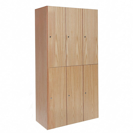 Centerline Dynamics Club Lockers Hallowell All-Wood Club Locker, 36"W x 18"D x 72"H, Natural Red Oak with Clear Finish, Double Tier, 3-Wide