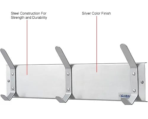 Centerline Dynamics Coat Racks & Stand 24"W Coat Rack with 3 Hooks - Silver