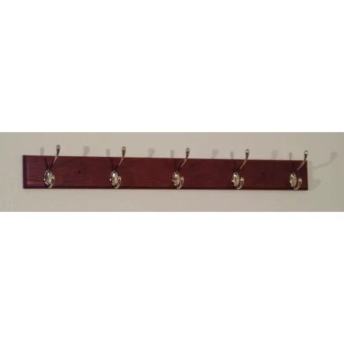 Centerline Dynamics Coat Racks & Stand 36" Coat Rack with 5 Nickel Hooks - Mahogany