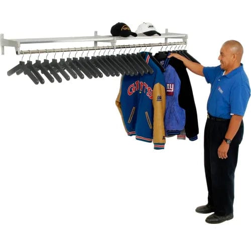 Centerline Dynamics Coat Racks & Stand 72" Garment Wall Rack Includes 30 Hangers - Silver