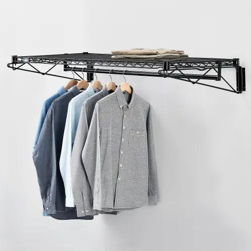 Centerline Dynamics Coat Racks & Stand Black Coat Rack with Bars - Wall Mount - 48"W x 24"D x 6"H