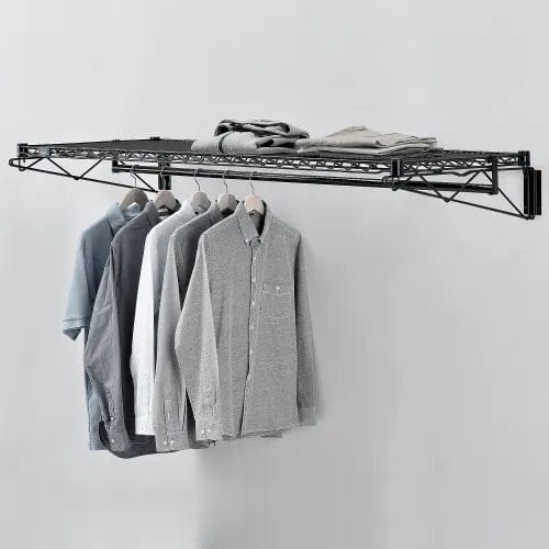 Centerline Dynamics Coat Racks & Stand Black Coat Rack with Bars - Wall Mount - 60"W x 24"D x 6"H